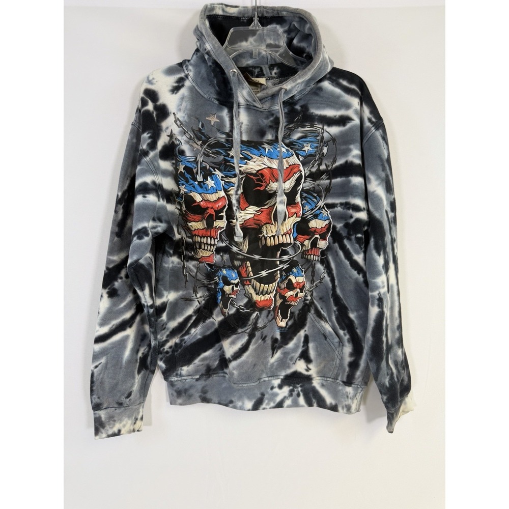 Vintage 2006 Jon Lauren Y2K Skull Streetwear Hoodie Men's M
